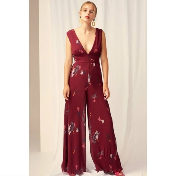 Keepsake Night Fall Pleated Wide-leg Jumpsuit Sz M